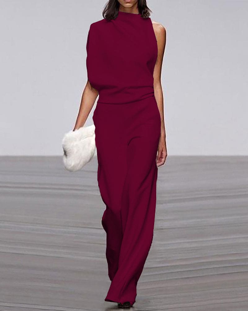 Elegant jumpsuit with stand-up collar - Isabel