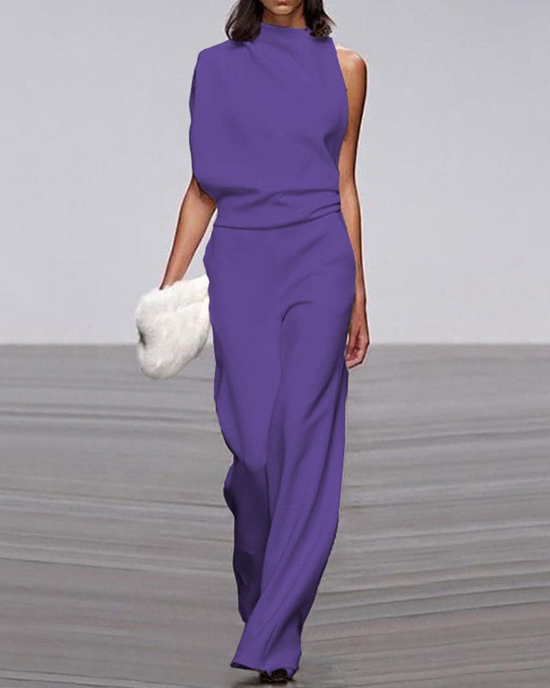 Elegant jumpsuit with stand-up collar - Isabel