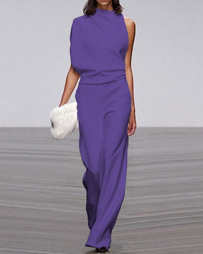 Elegant jumpsuit with stand-up collar - Isabel