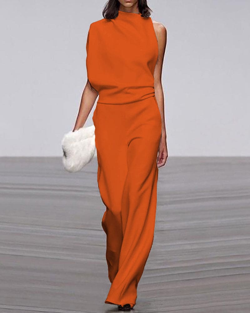 Elegant jumpsuit with stand-up collar - Isabel