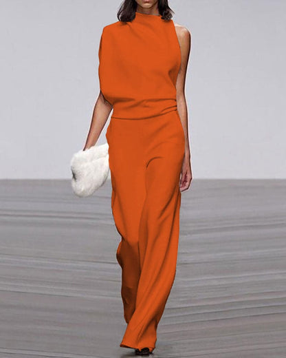 Elegant jumpsuit with stand-up collar - Isabel