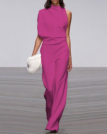 Elegant jumpsuit with stand-up collar - Isabel