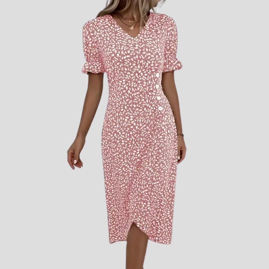 Elegant midi dress with floral pattern for women