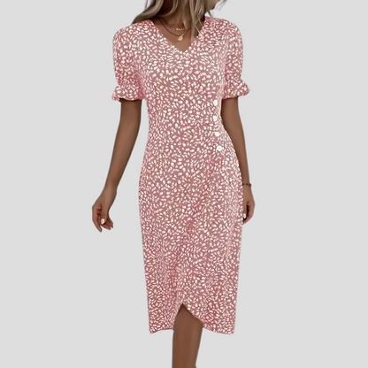 Elegant midi dress with floral pattern for women