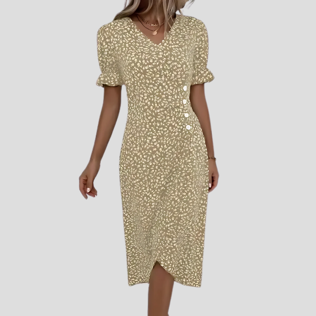 Elegant midi dress with floral pattern for women