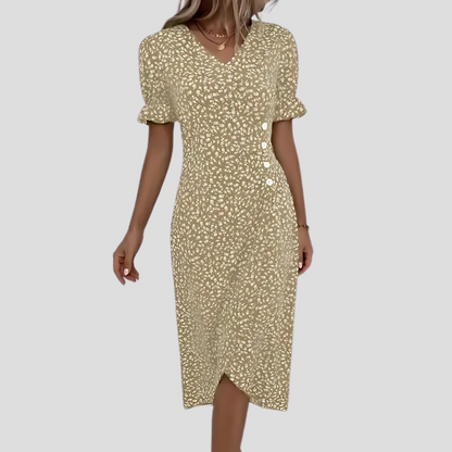 Elegant midi dress with floral pattern for women