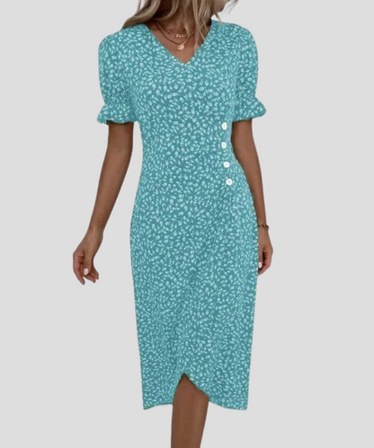 Elegant midi dress with floral pattern for women