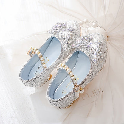 Elegant sequin pearl bow non-slip shoes for girls - Emmy