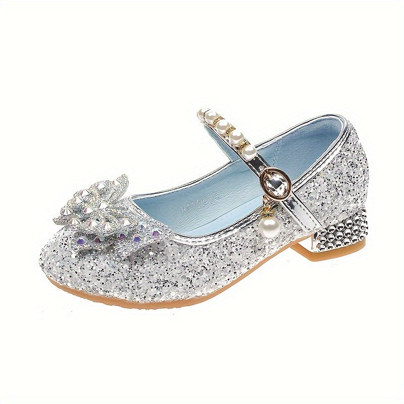 Elegant sequin pearl bow non-slip shoes for girls - Emmy