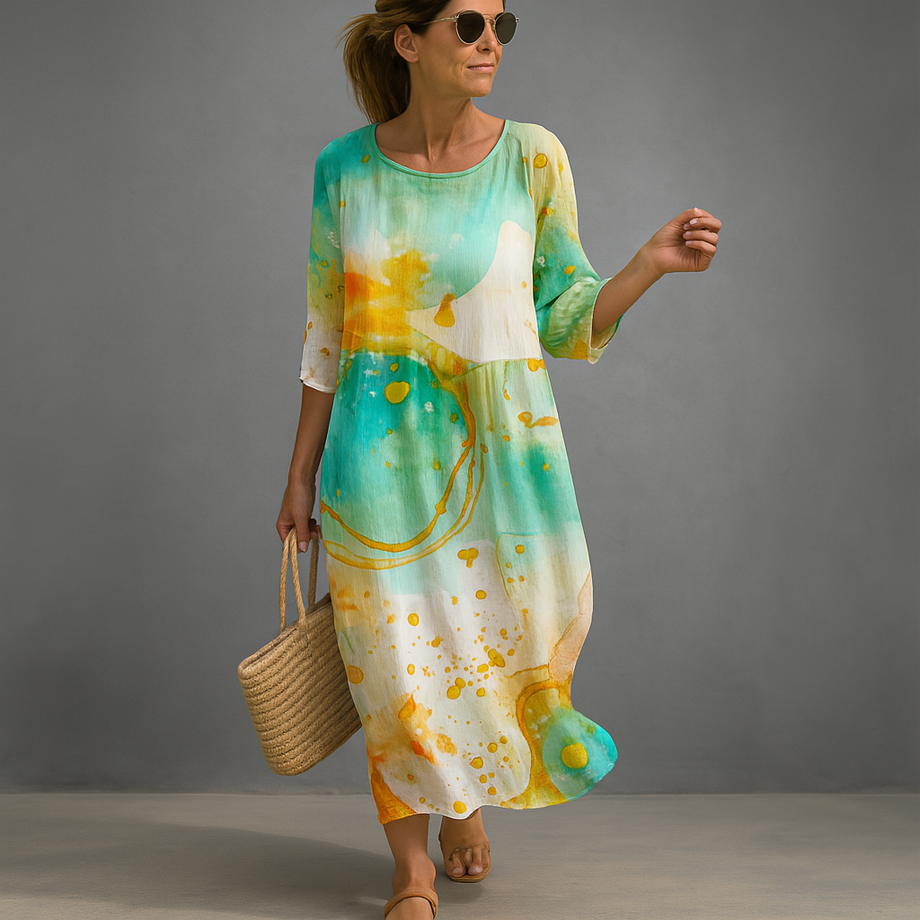 Elegant summer dress with floral pattern for women