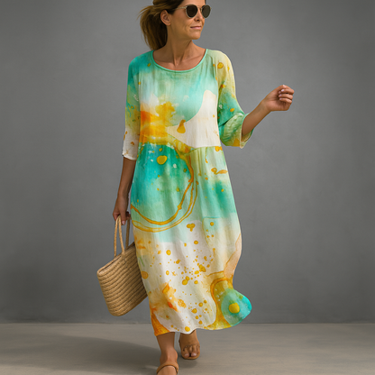 Elegant summer dress with floral pattern for women