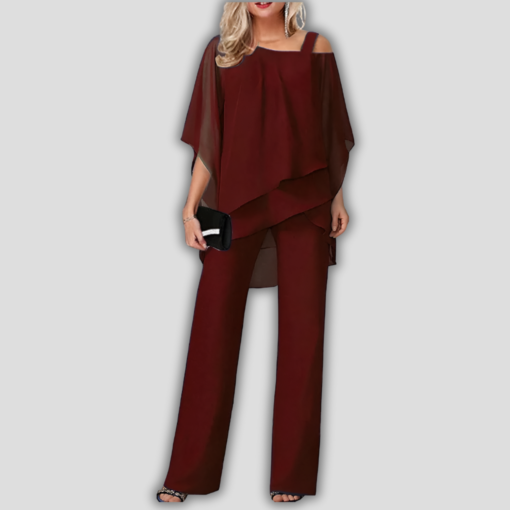 Elegant two-piece chiffon jumpsuit