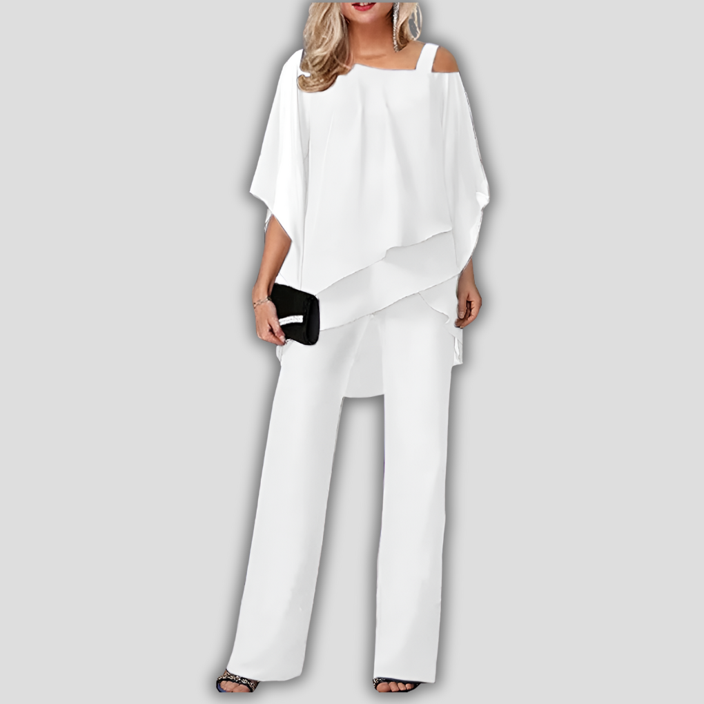 Elegant two-piece chiffon jumpsuit