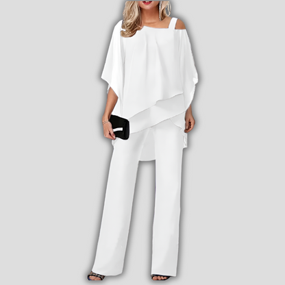 Elegant two-piece chiffon jumpsuit