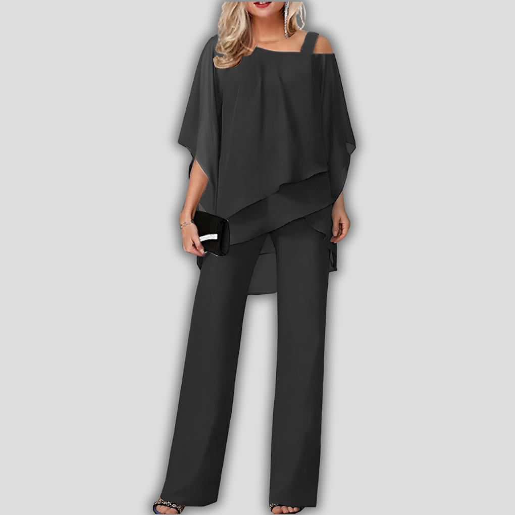 Elegant two-piece chiffon jumpsuit