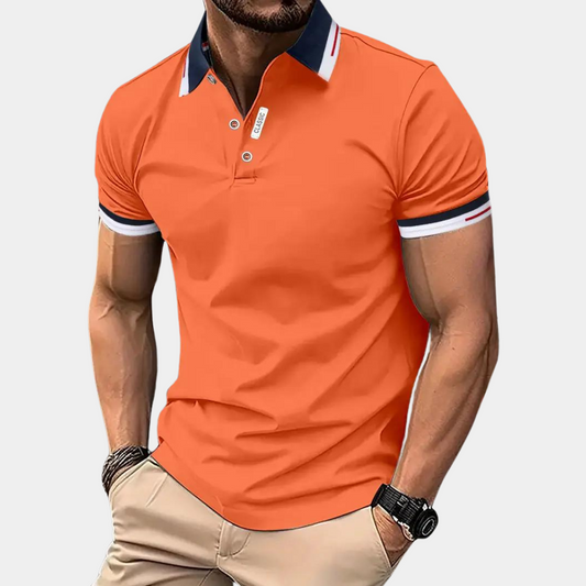 Camiseta Polo Casual para Hombre – Naranja, Manga Corta