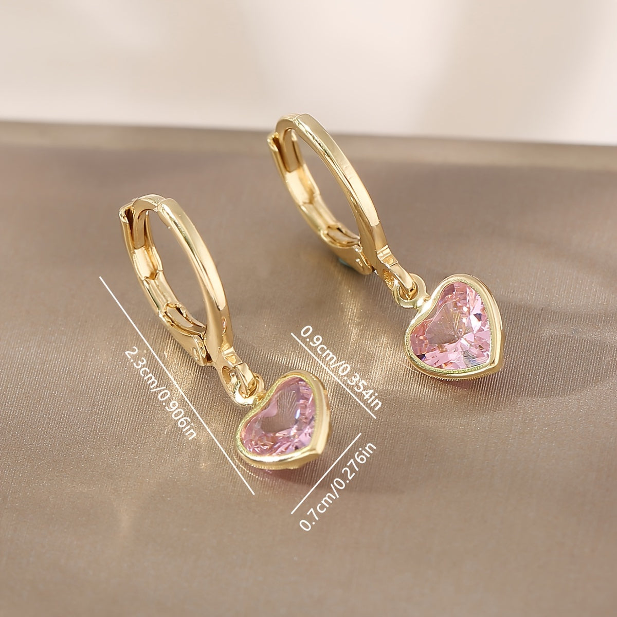 Elena | Chic Y2K Heart Pendant Earrings with Colourful Zirconia
