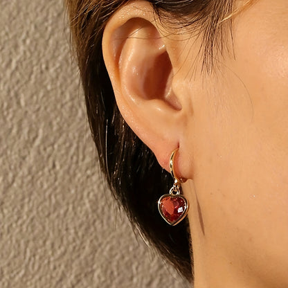 Elena | Chic Y2K Heart Pendant Earrings with Colourful Zirconia