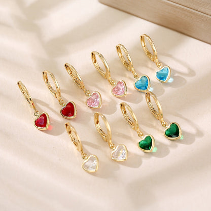 Elena | Chic Y2K Heart Pendant Earrings with Colourful Zirconia