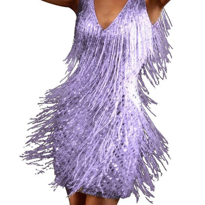 Elin | Sparkling Tassel Dress Without Sleeves
