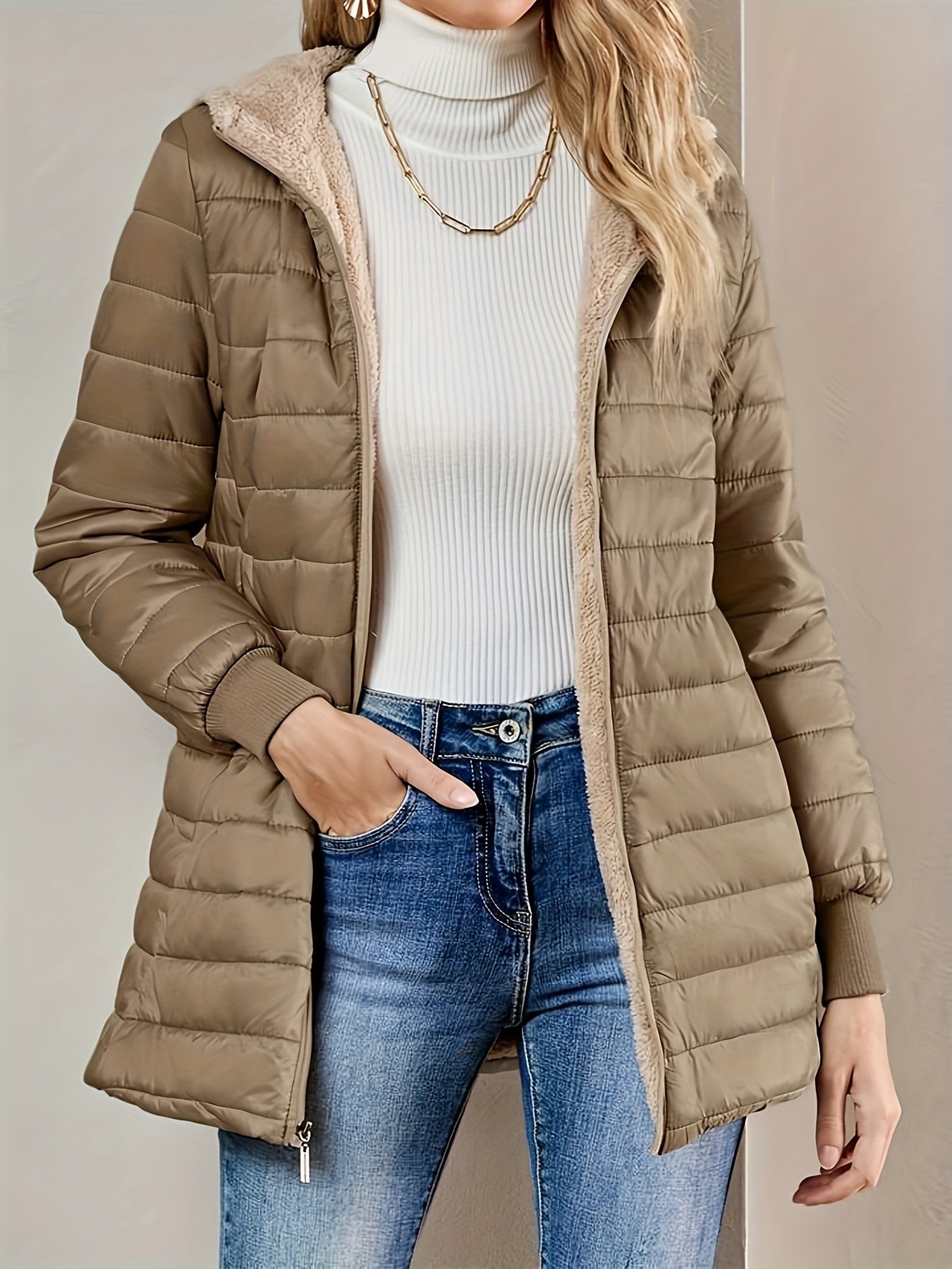 Eline | Fleece-lined jacket with zip fastening