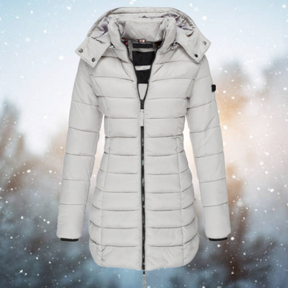 Warm Padded Puffer Winter Jacket with Hood for Women