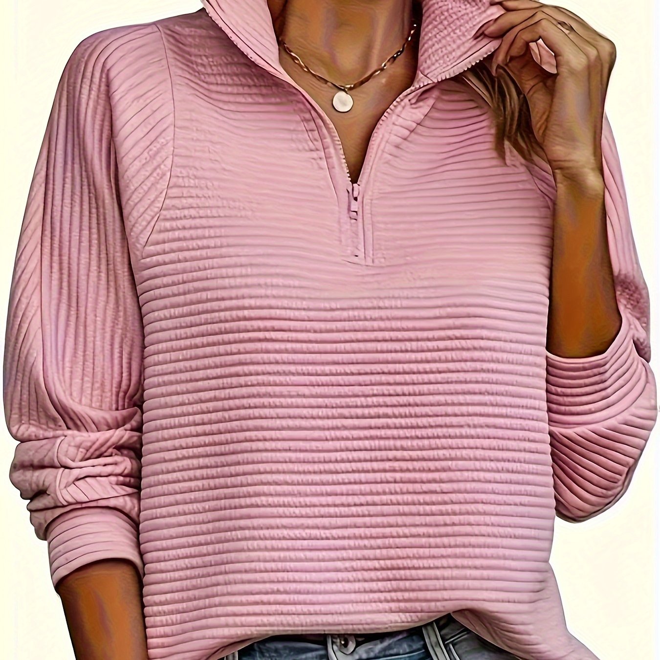 Elise | Casual sweatshirt with long sleeves and texture