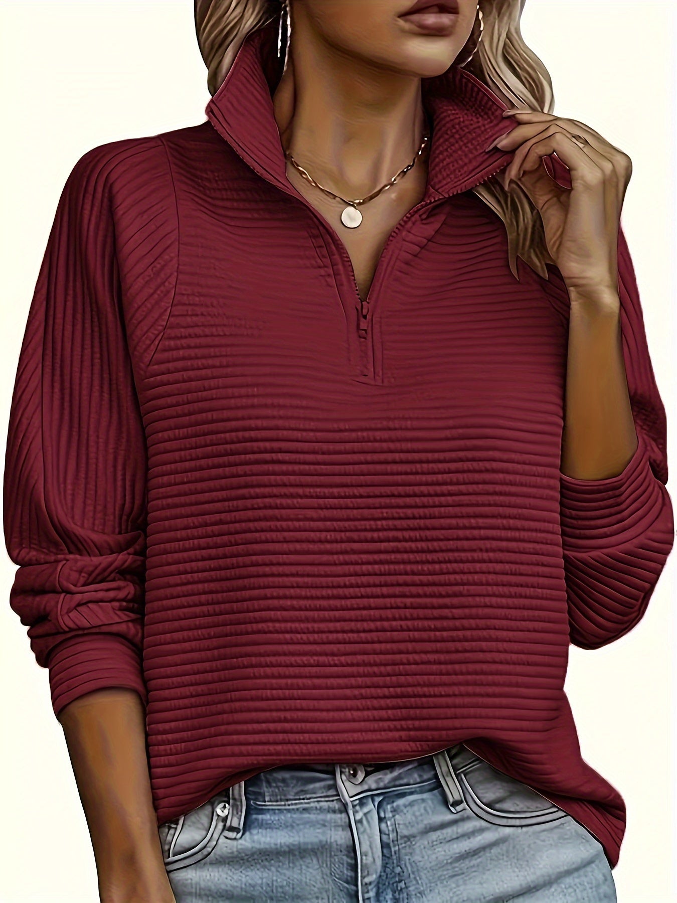 Elise | Casual sweatshirt with long sleeves and texture