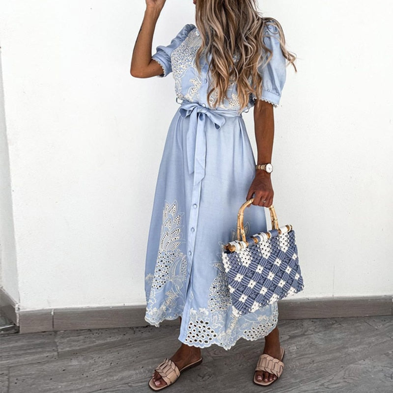 Embroidered Dress - Pink