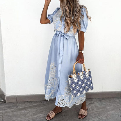 Embroidered Dress - Pink