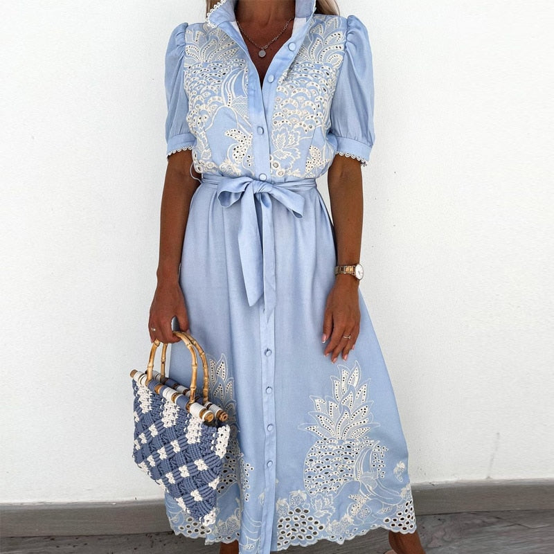 Embroidered Dress - Pink