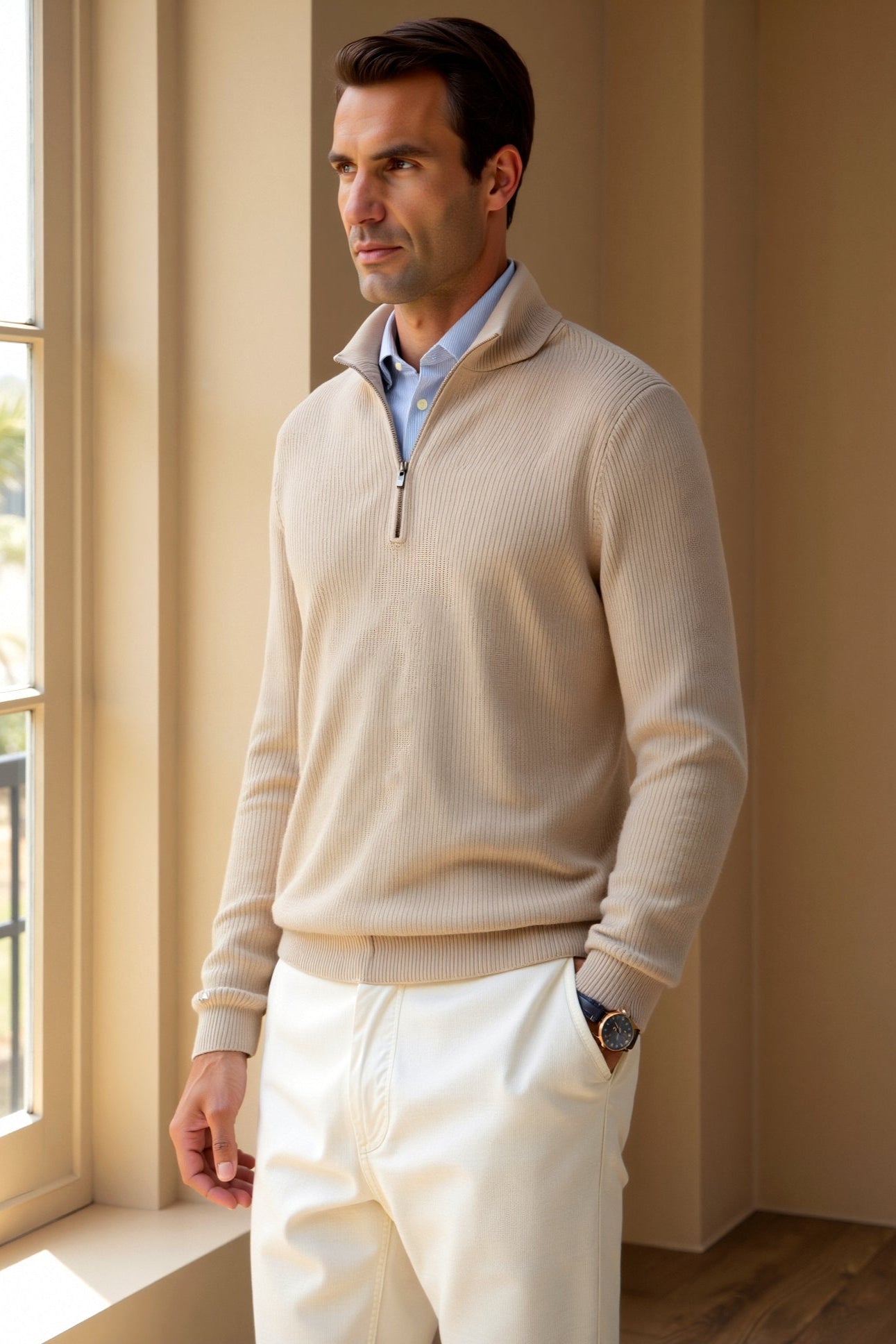 Emiel | Classic Knitted Wool Zip Jumper
