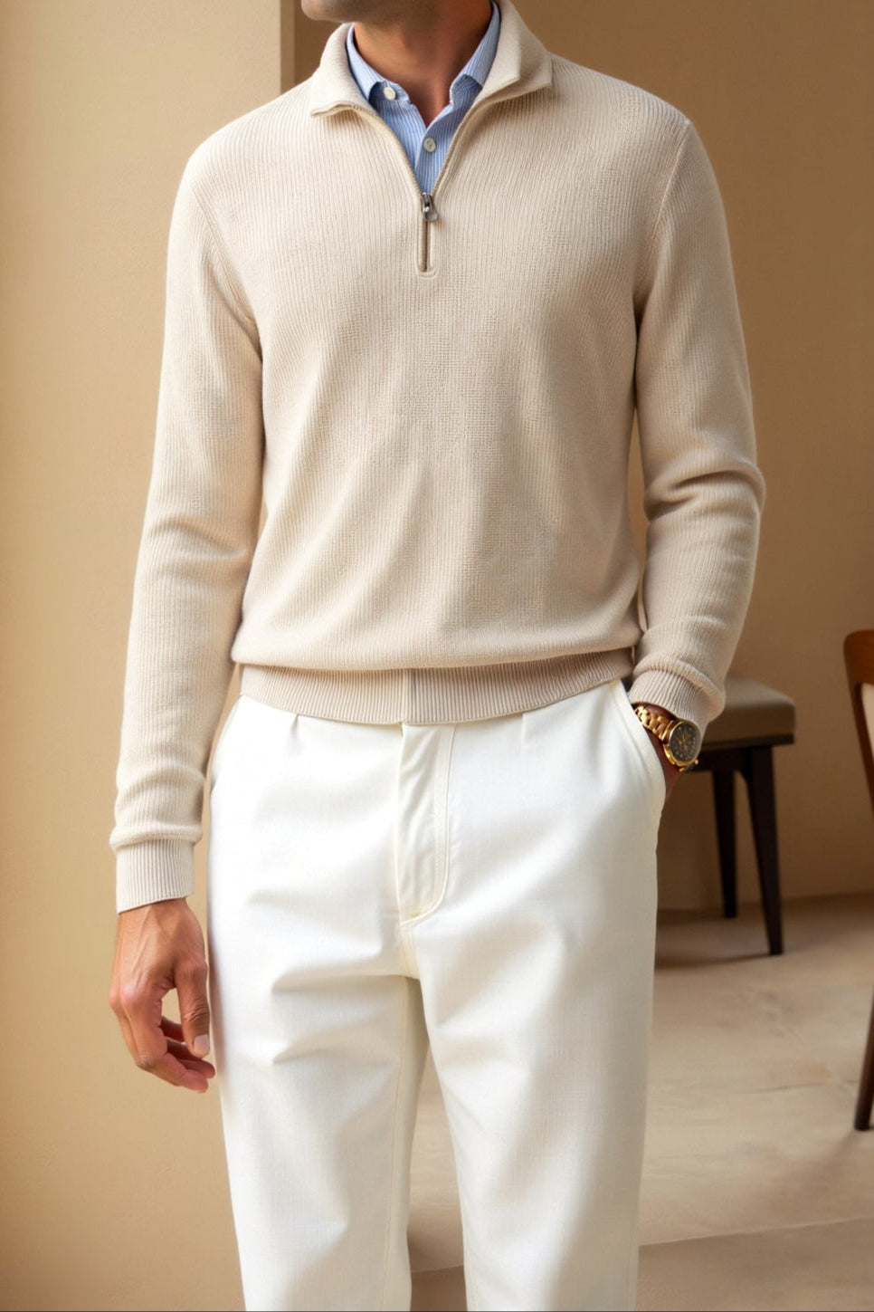 Emiel | Classic Knitted Wool Zip Jumper