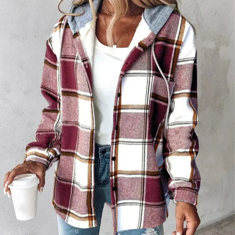 Emily – Checked Hooded Summer Jacket for Women