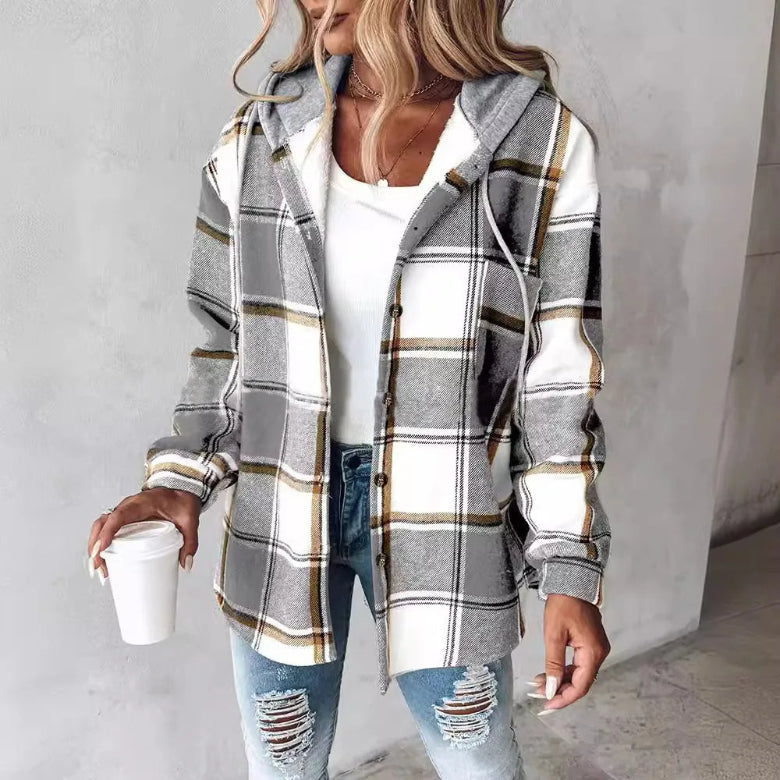 Emily – Checked Hooded Summer Jacket for Women