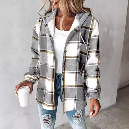 Emily – Checked Hooded Summer Jacket for Women