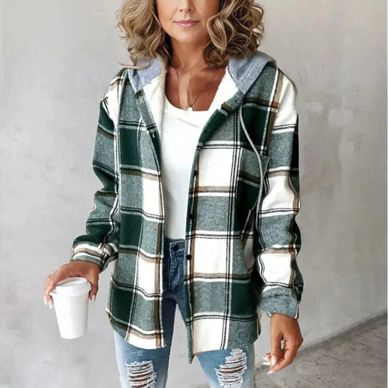 Emily – Checked Hooded Summer Jacket for Women
