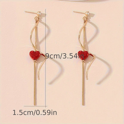 Emma | Black heart design spiral line dangle earrings