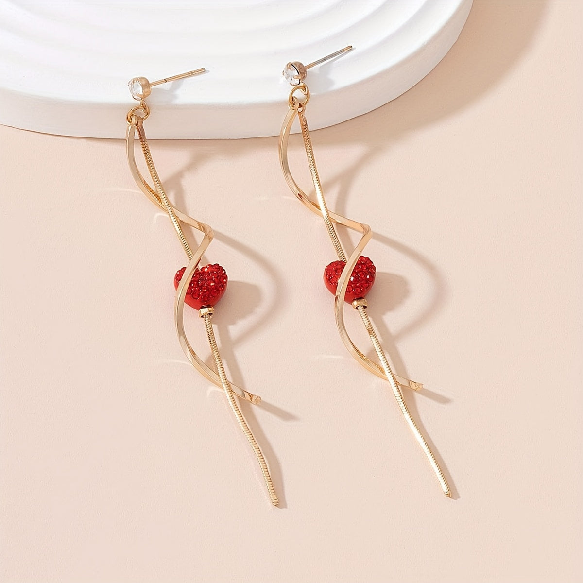 Emma | Black heart design spiral line dangle earrings