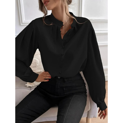 Emma | Elegant floral ladies' blouse with a shawl collar
