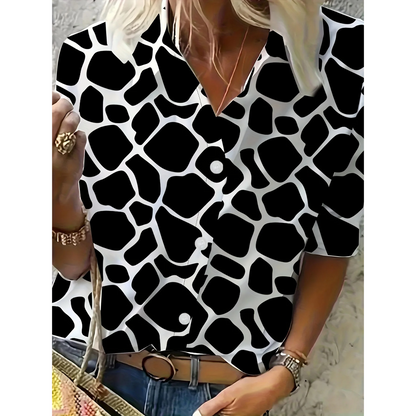Emma | Elegant floral ladies' blouse with a shawl collar