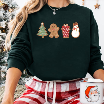 Emma | Festive Christmas Jumper with Snowman and Tree Print
