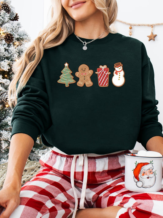Emma | Festive Christmas Jumper with Snowman and Tree Print