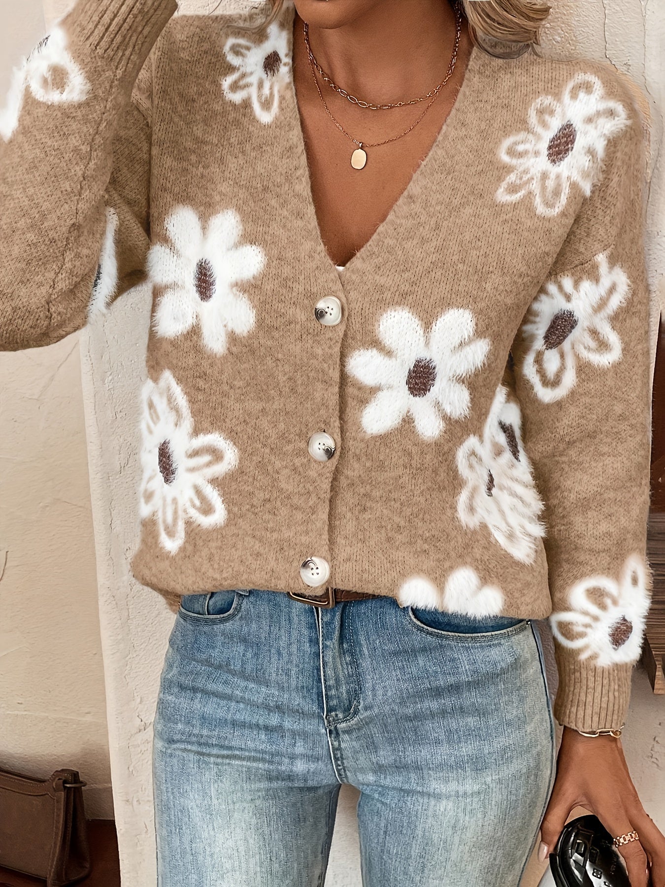 Emma | Floral Pattern Cardigan Jumper