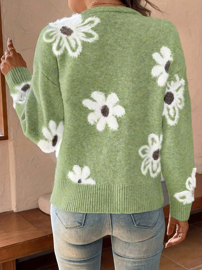 Emma | Floral Pattern Cardigan Jumper