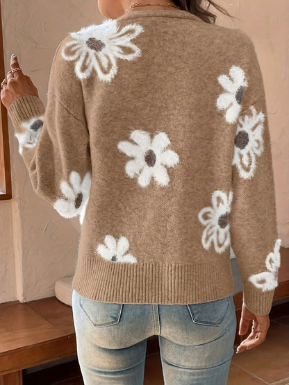 Emma | Floral Pattern Cardigan Jumper