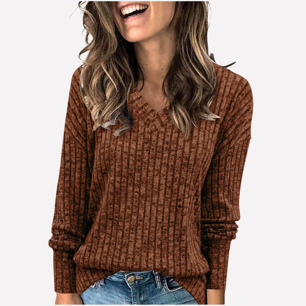 Trendy damesblouse met V-hals en lange mouwen – perfect voor elke dag