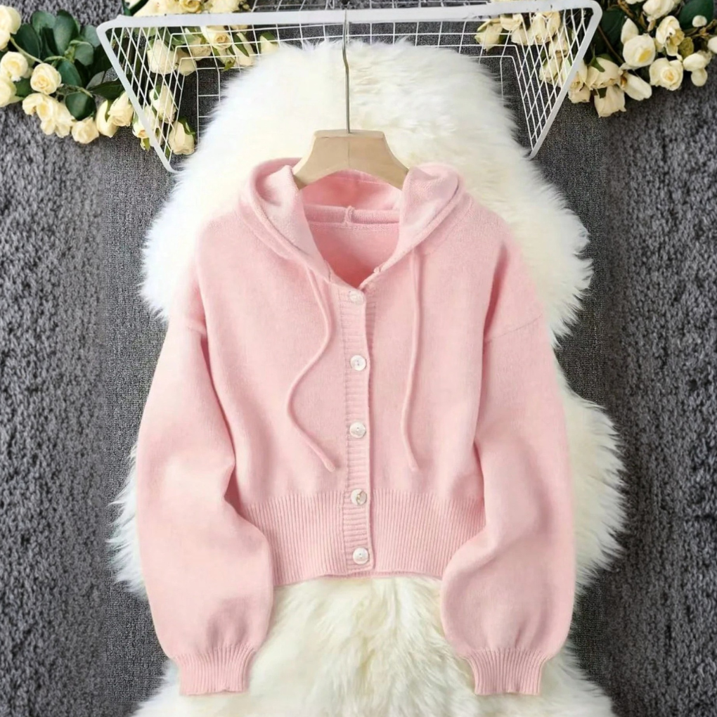 Damen-Strickjacke mit Kapuze