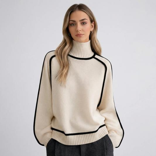 Suéter de punto para mujer con acabado en contraste
