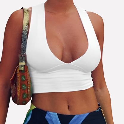 Top corto da donna con schiena a vogatore e inserti cut-out